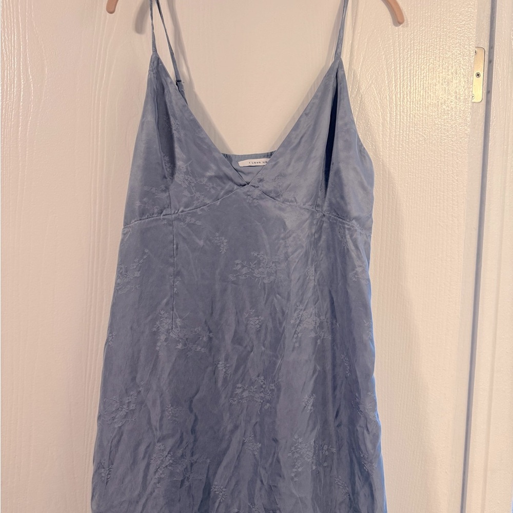 NWOT I Love Ugly Blue Mini Slip Dress in Size L